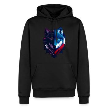 wolf - Men’s Premium Organic Hoodie - black - Front - Nico (187cm)