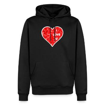 JE T’AIME CŒUR - Sweat à capuche Premium bio Homme - noir - Devant - Nico (187cm)