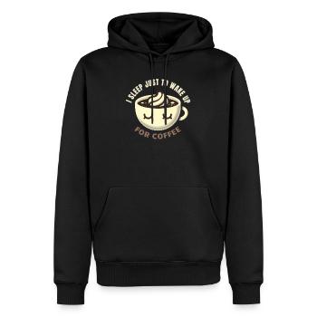Accros au café - Sweat à capuche Premium bio Homme - noir - Devant - Nico (187cm)