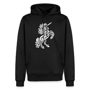 Cheval licorne (blanc) - Sweat à capuche Premium bio Homme - noir - Devant - Nico (187cm)