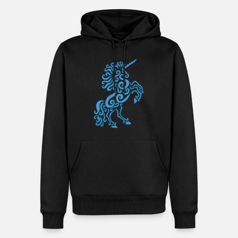 Blaues Einhorn Pferd - Männer Premium Bio Hoodie - Schwarz