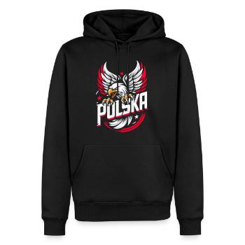 Polska Pologne Aigle Emblème Drapeau Drapeau Cadeau - Sweat à capuche Premium bio Homme - noir - Devant - Nico (187cm)