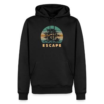 Escape Forest Design – Retro Nature Adventure Logo - Men’s Premium Organic Hoodie - black - Front - Nico (187cm)