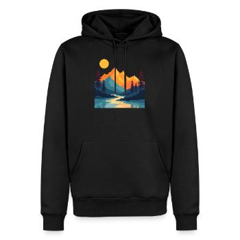 Vintage Montagne Coucher de soleil Paysage Art - Sweat à capuche Premium bio Homme - noir - Devant - Nico (187cm)
