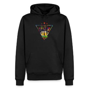 Bitte nicht schubsen ich habe Bier in der Hand - Männer Premium Bio Hoodie - Schwarz - Vorne - Nico (187cm)