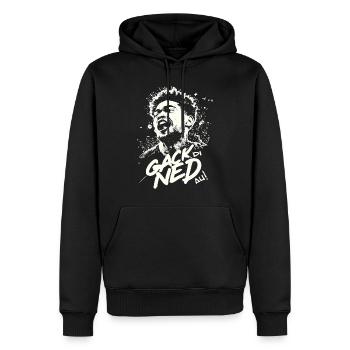 Mundart gack di ned au - Männer Premium Bio Hoodie - Schwarz - Vorne - Nico (187cm)