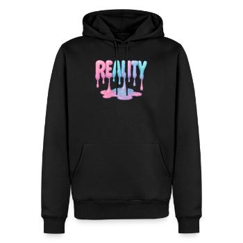 Réalité - Police pastel dégoulinante - Sweat à capuche Premium bio Homme - noir - Devant - Nico (187cm)