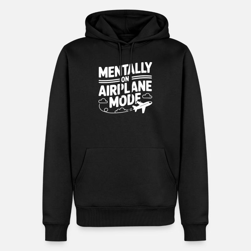 Mental im Flugzeugmodus - Männer Premium Bio Hoodie - Schwarz