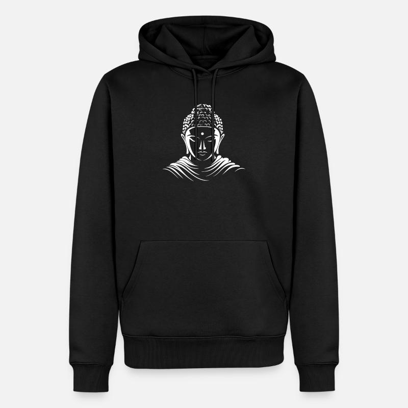 Portrait De Bouddha Blanc - Sweat à capuche Premium bio Homme - noir