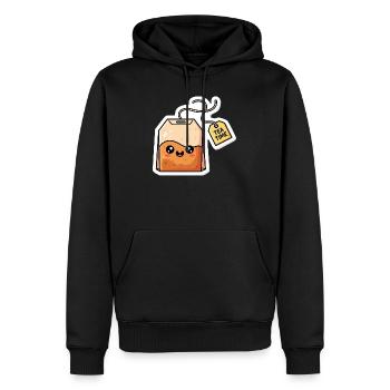 Sachets de thé kawaii L’heure du thé - Sweat à capuche Premium bio Homme - noir - Devant - Nico (187cm)