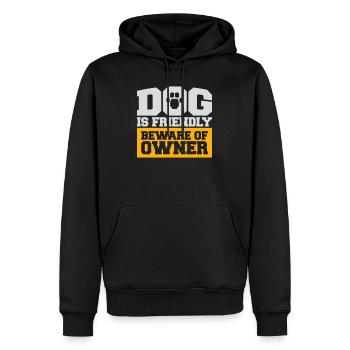 Chien Bienvenu Méfiez-vous Propriétaire Avertissement Humour Protéger - Sweat à capuche Premium bio Homme - noir - Devant - Nico (187cm)