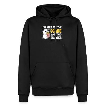 Fantôme Halloween et Snacks - Sweat à capuche Premium bio Homme - noir - Devant - Nico (187cm)
