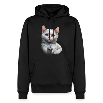 Chat - Sweat à capuche Premium bio Homme - noir - Devant - Nico (187cm)