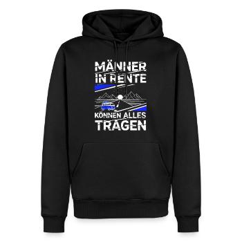 Retraite Dire Cadeau Retraité Drôle 2025 - Sweat à capuche Premium bio Homme - noir - Devant - Nico (187cm)