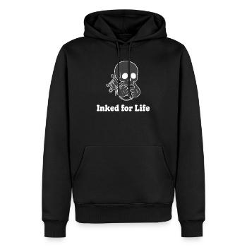 Motif de seringue squelette - Sweat à capuche Premium bio Homme - noir - Devant - Nico (187cm)