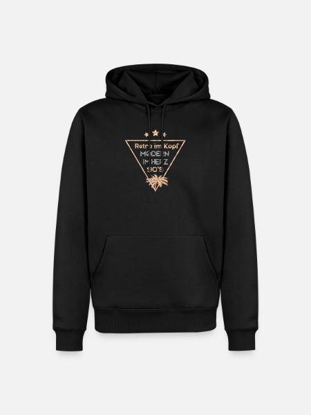 Retro Head Modern Heart 90s - Men’s Premium Organic Hoodie - black