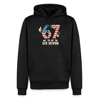 US Flag 67 Memes Six Seven - Sweat à capuche Premium bio Homme - noir - Devant - Nico (187cm)