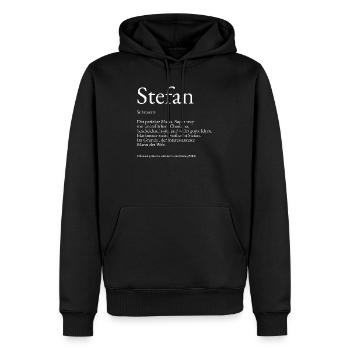 Explication du dictionnaire Stefan Prénom Stefan - Sweat à capuche Premium bio Homme - noir - Devant - Nico (187cm)