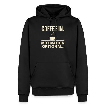 Café à l’intérieur. La motivation est optionnelle. - Sweat à capuche Premium bio Homme - noir - Devant - Nico (187cm)