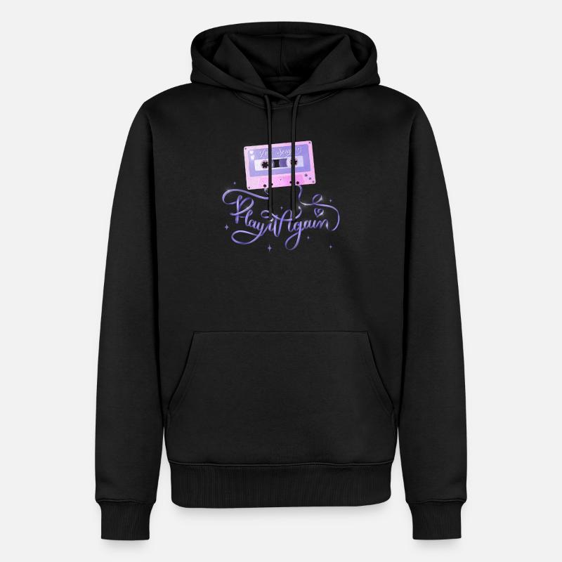Chansons d’amour. Cassette musicale rétro. - Sweat à capuche Premium bio Homme - noir