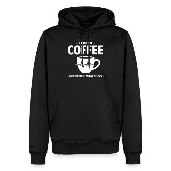 Humour Infirmier Café et Signes Vitaux Patients - Sweat à capuche Premium bio Homme - noir - Devant - Nico (187cm)