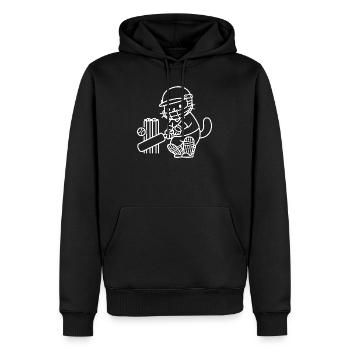 Kawaii Katze Cricket Spieler - Männer Premium Bio Hoodie - Schwarz - Vorne - Nico (187cm)