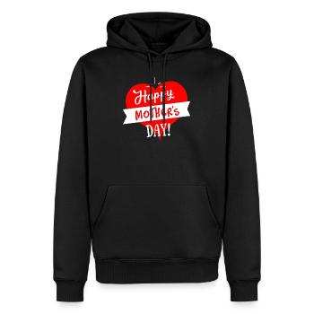 Happy Mothers Day Herz - Weiß Rot - Männer Premium Bio Hoodie - Schwarz - Vorne - Nico (187cm)