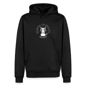 Cat Judge Since 7500 BC - Men’s Premium Organic Hoodie - black - Front - Nico (187cm)