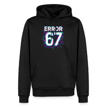 Idée de cadeau Error 67 Six Seven Glitch Cyber Meme - Sweat à capuche Premium bio Homme - noir - Devant - Nico (187cm)