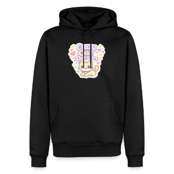 Crazy Cat Person – Pastell Katzenliebe - Männer Premium Bio Hoodie - Schwarz - Vorne - Nico (187cm)