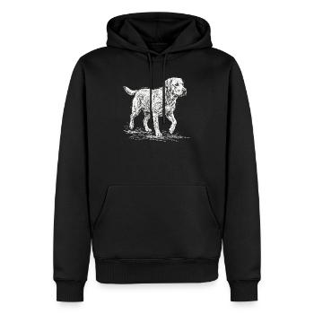 Labrador Sketch Weiß – Minimalistisches Design - Männer Premium Bio Hoodie - Schwarz - Vorne - Nico (187cm)