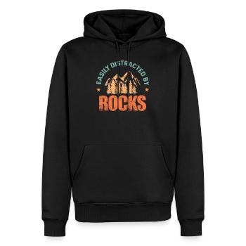 Rocks Collecting Mountain Forest  - Men’s Premium Organic Hoodie - black - Front - Nico (187cm)