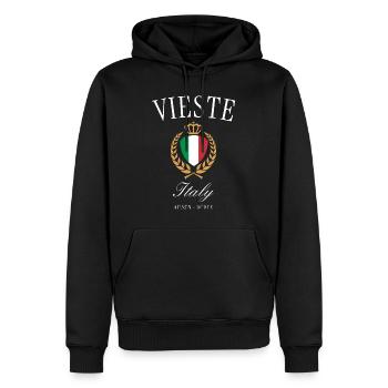 Vieste Italien Wappen Krone – Reise Souvenir - Männer Premium Bio Hoodie - Schwarz - Vorne - Nico (187cm)