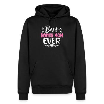 Meilleure Typographie Rose de Maman Jamais - Sweat à capuche Premium bio Homme - noir - Devant - Nico (187cm)