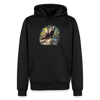 Nerze Nerz - Männer Premium Bio Hoodie - Schwarz - Vorne - Nico (187cm)