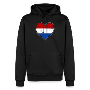 Holland Herzflagge used - Männer Premium Bio Hoodie - Schwarz - Vorne - Nico (187cm)