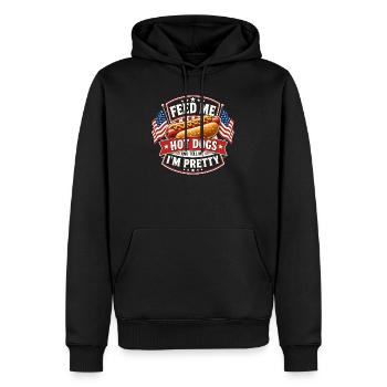 Donne-moi des hot-dogs et dis-moi que je suis un vrai - Sweat à capuche Premium bio Homme - noir - Devant - Nico (187cm)