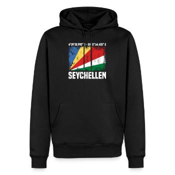 Seychellen Koordinaten - Männer Premium Bio Hoodie - Schwarz - Vorne - Nico (187cm)