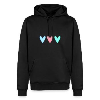 HERZ. HERZ. HEILIGER VALENTINSTAG. LIEBE. LIEBE. PAAR. - Männer Premium Bio Hoodie - Schwarz - Vorne - Nico (187cm)