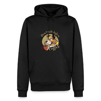 Ne me parle pas avant le café - Sweat à capuche Premium bio Homme - noir - Devant - Nico (187cm)