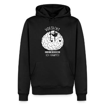 Schaf - Vorsicht zu dick zum wegrennen Ich kämpfe - Männer Premium Bio Hoodie - Schwarz - Vorne - Nico (187cm)