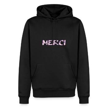 THANK YOU. THANKS. THANK YOU. BIRTHDAY. BIRTH. - Men’s Premium Organic Hoodie - black - Front - Nico (187cm)