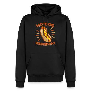 Restauration rapide - Hotdog MERCREDI - Sweat à capuche Premium bio Homme - noir - Devant - Nico (187cm)