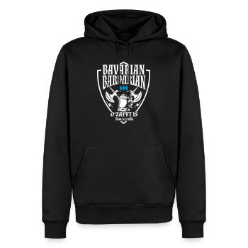 Stylo et papier barbare bavarois - Sweat à capuche Premium bio Homme - noir - Devant - Nico (187cm)