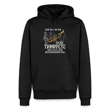Chemise de trompette · musique de cuivre · une journée de merde - Sweat à capuche Premium bio Homme - noir - Devant - Nico (187cm)