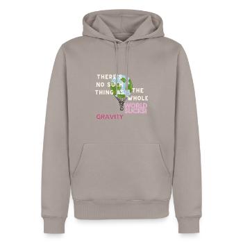 World sucks - Men’s Premium Organic Hoodie - taupe - Front - Nico (187cm)