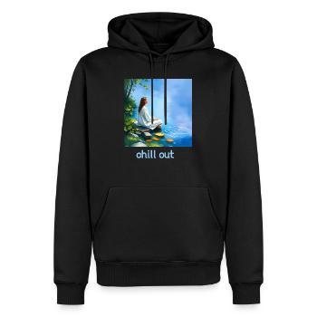 In der Stille liegt die Kraft - Männer Premium Bio Hoodie - Schwarz - Vorne - Nico (187cm)