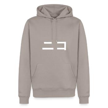 Niko, Nico, Nieko auf Japanisch - Männer Premium Bio Hoodie - Taupe - Vorne - Nico (187cm)