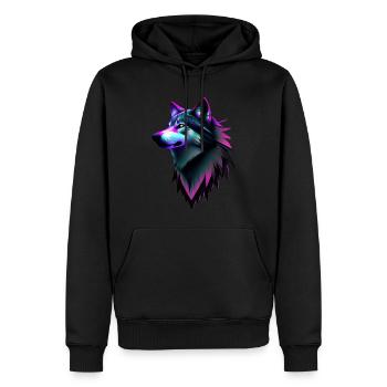 Wolf - Men’s Premium Organic Hoodie - black - Front - Nico (187cm)
