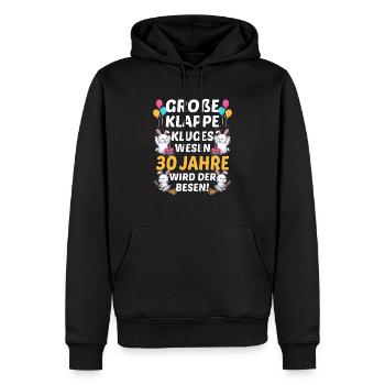 Große Klappe Kluges Wesen 30 Jahre Wird Der Besen - Männer Premium Bio Hoodie - Schwarz - Vorne - Nico (187cm)